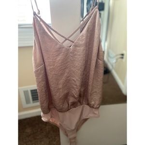 Forever 21 Nude strappy satin bodysuit